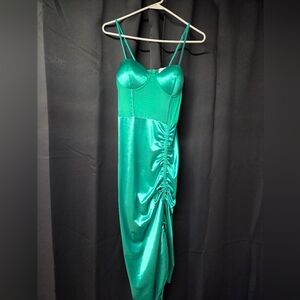 Elegant Green Satin Dress
